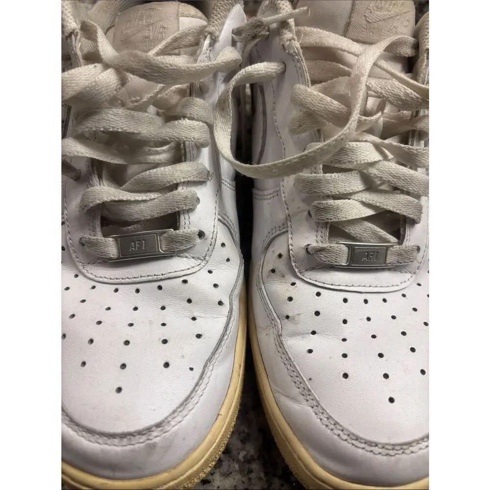 Nike Air Force 1 White Low-Top Sneakers with Cream Sole